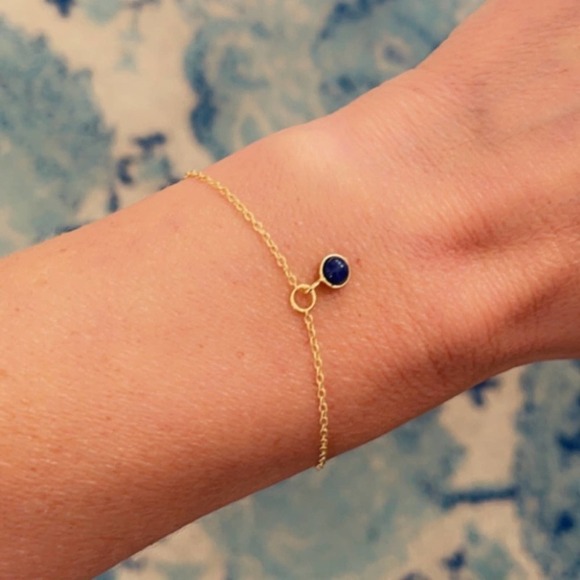 14k Gold Sodalite Dainty Bracelet - Picture 4 of 13